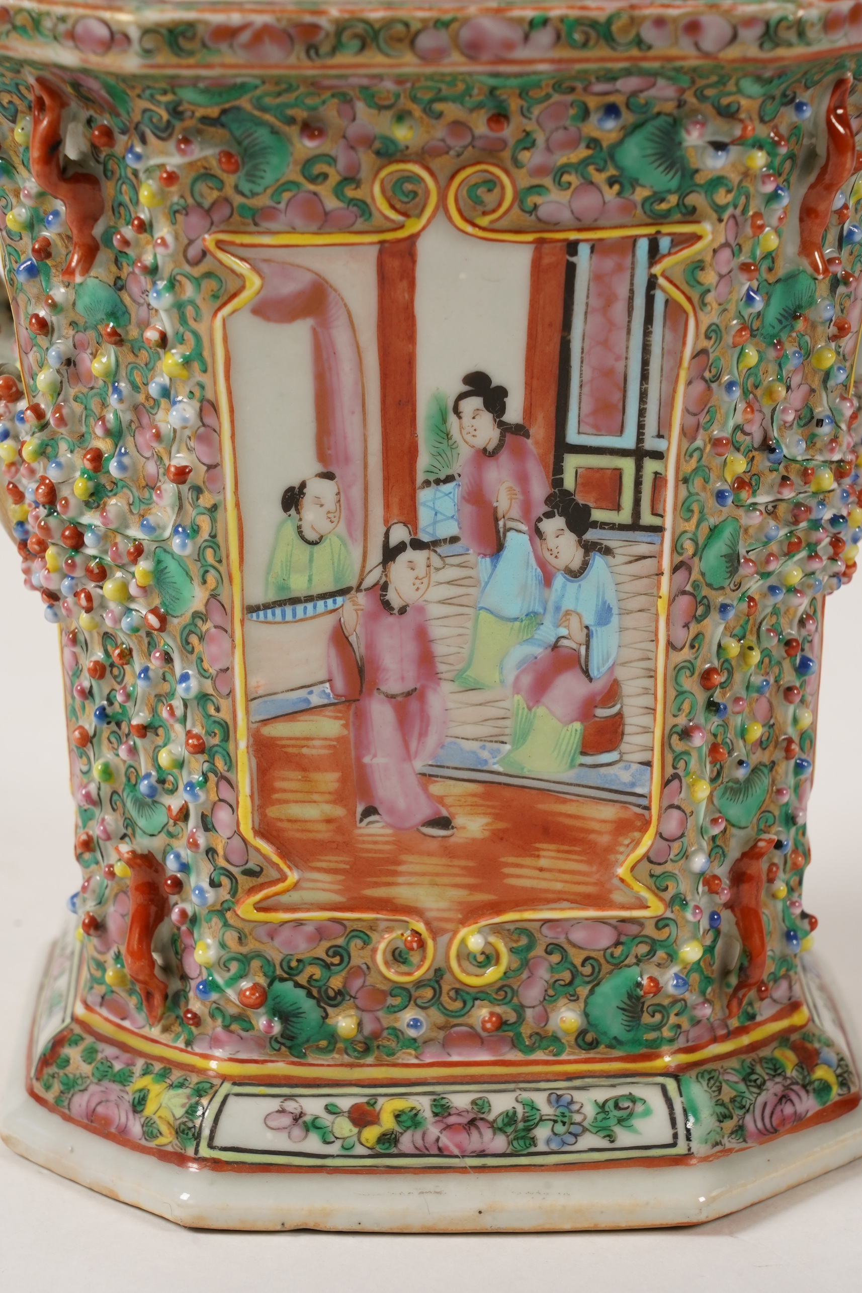 A Chinese famille rose bough pot and cover, Daoguang period (1821-50)